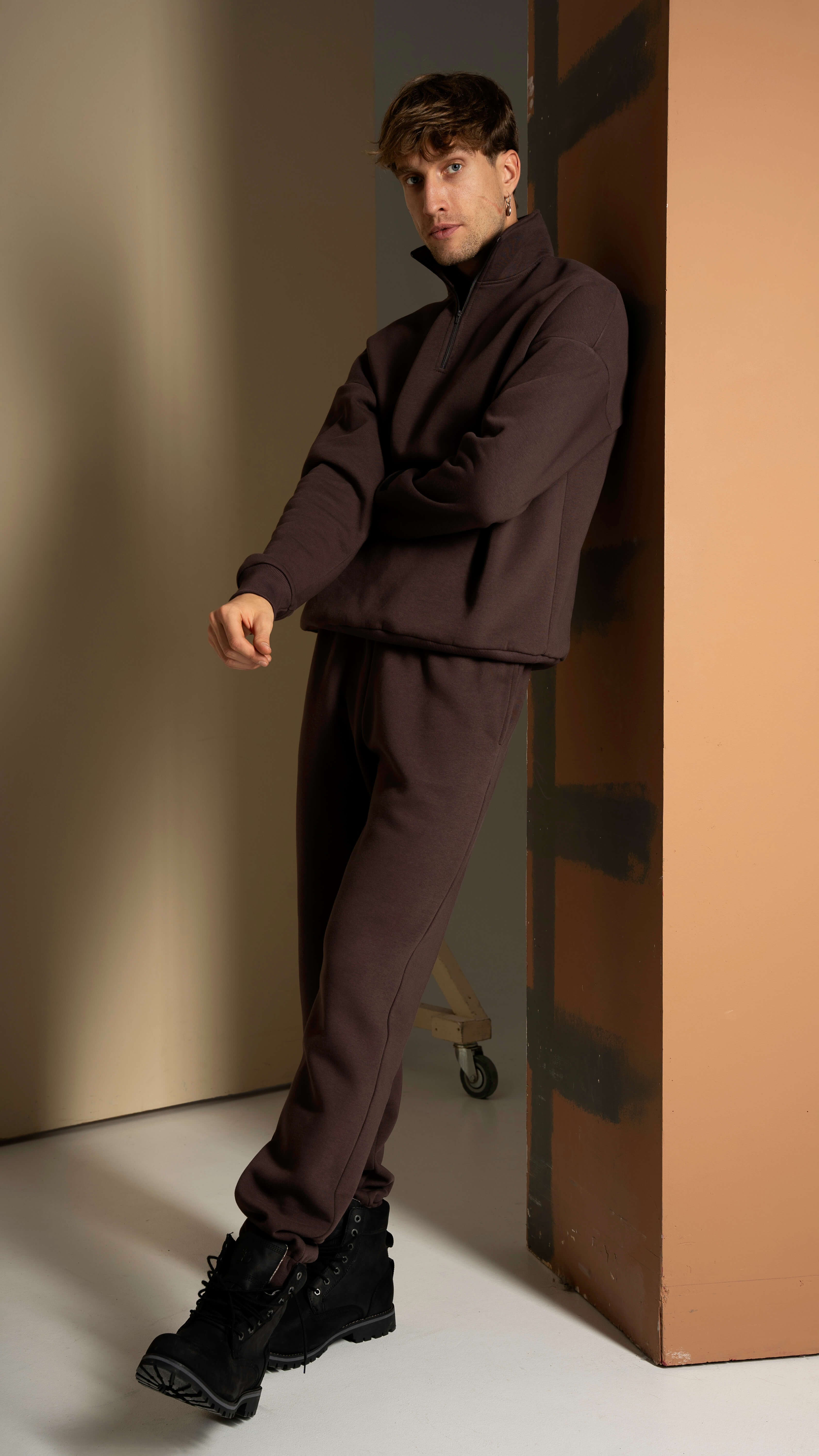 Treningai vyrams cutmyfashion rudos spalvos su užtrauktuku